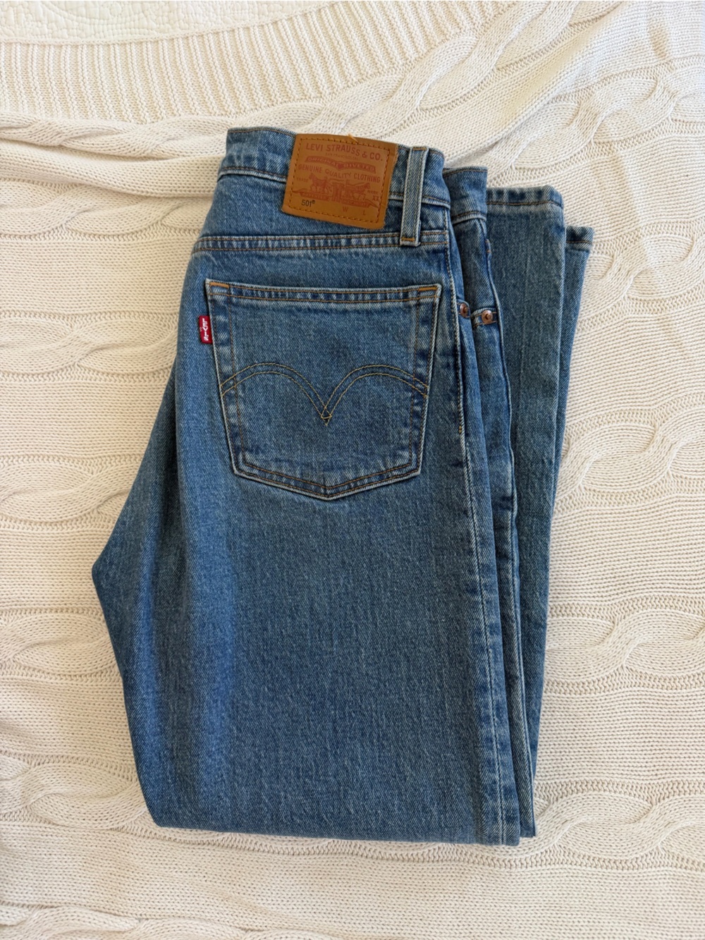Levi's 501 crop stretch Premium Women's Straight Leg Jeans in Blue Denim